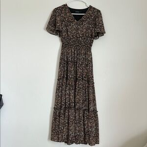 Mika rose Floral Black Dress
